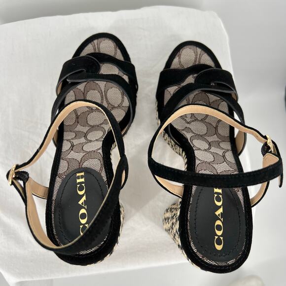 NWT NIB Womens black tan Talina Suede Espadrille Platform High Heel Sandal C2314 - Picture 6 of 11